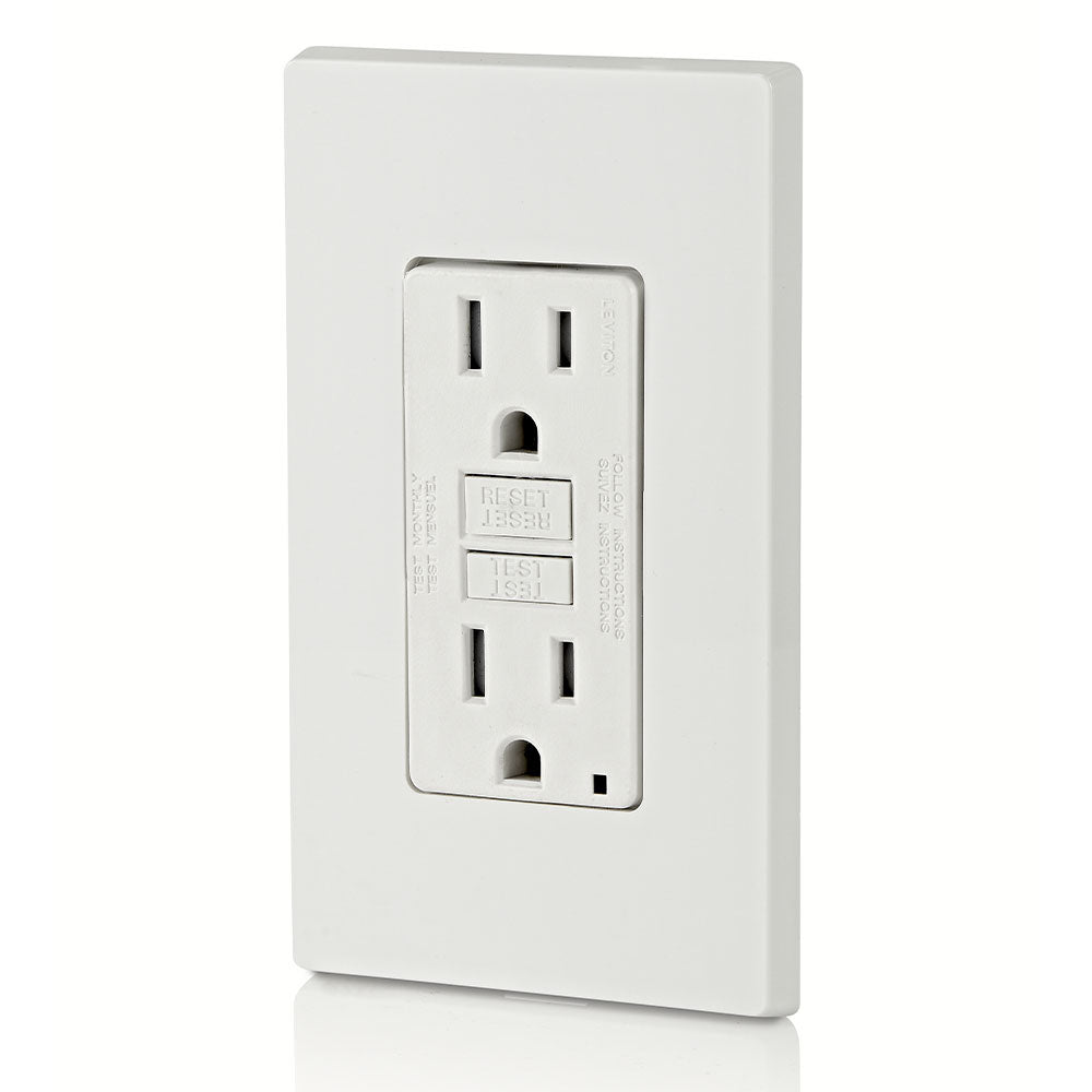 Leviton, GFTR1-W, 15 Amp, Self Test, Tamper-Resistant Slim GFCI Outlet with LED Indicator Light