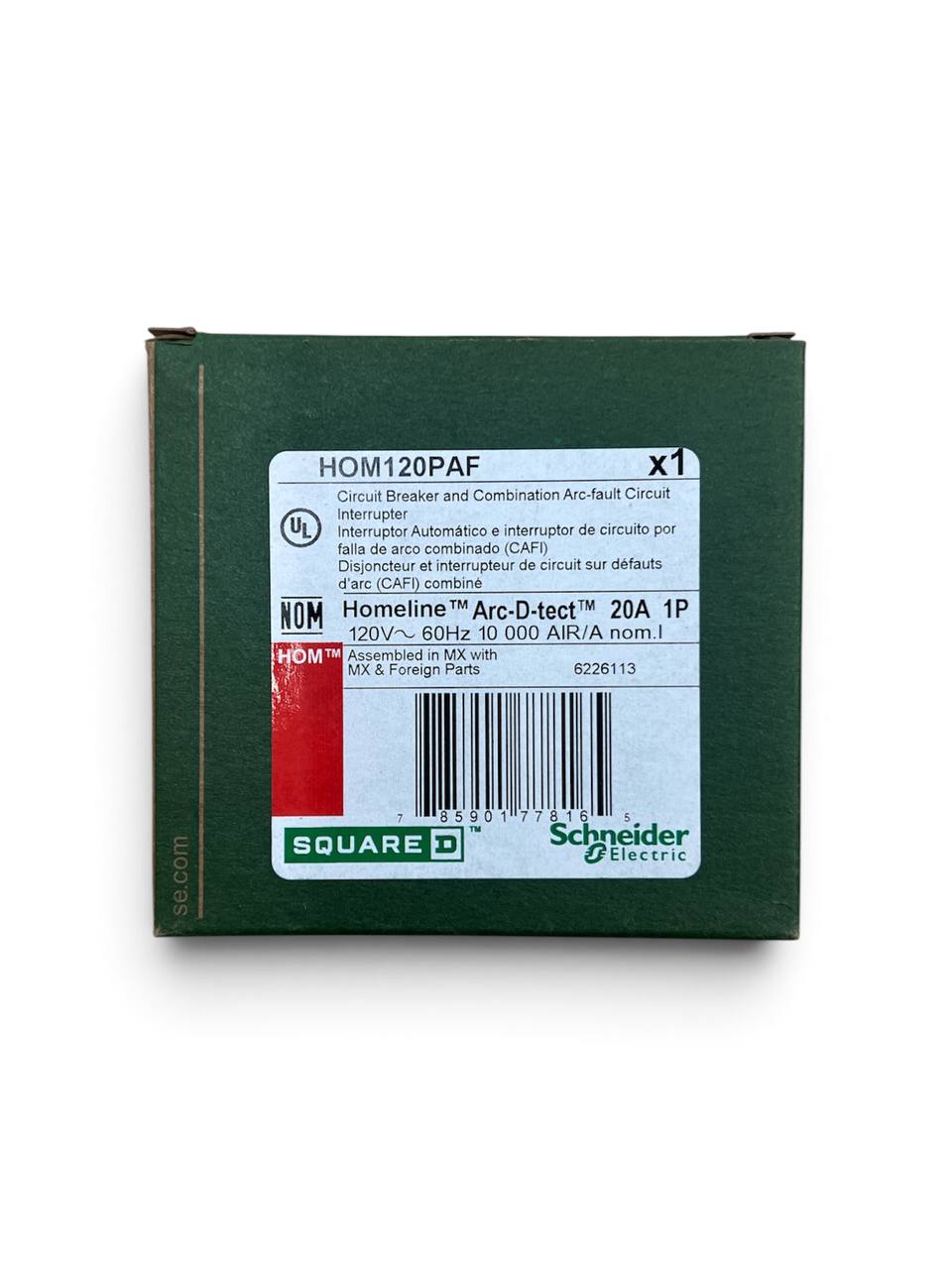 Square D Homeline HOM120PAF 20A Single-Pole 120V Combination AFCI Circuit Breaker
