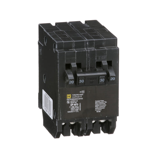 Square D Homeline HOMT2020230CP Quad 20/20A Single-Pole + 30A Double-Pole 120/240V Circuit Breaker