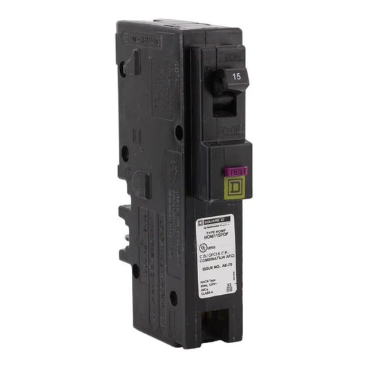 Square D Homeline HOM115PDFC 15A Single-Pole 120V Dual-Function AFCI/GFCI Circuit Breaker