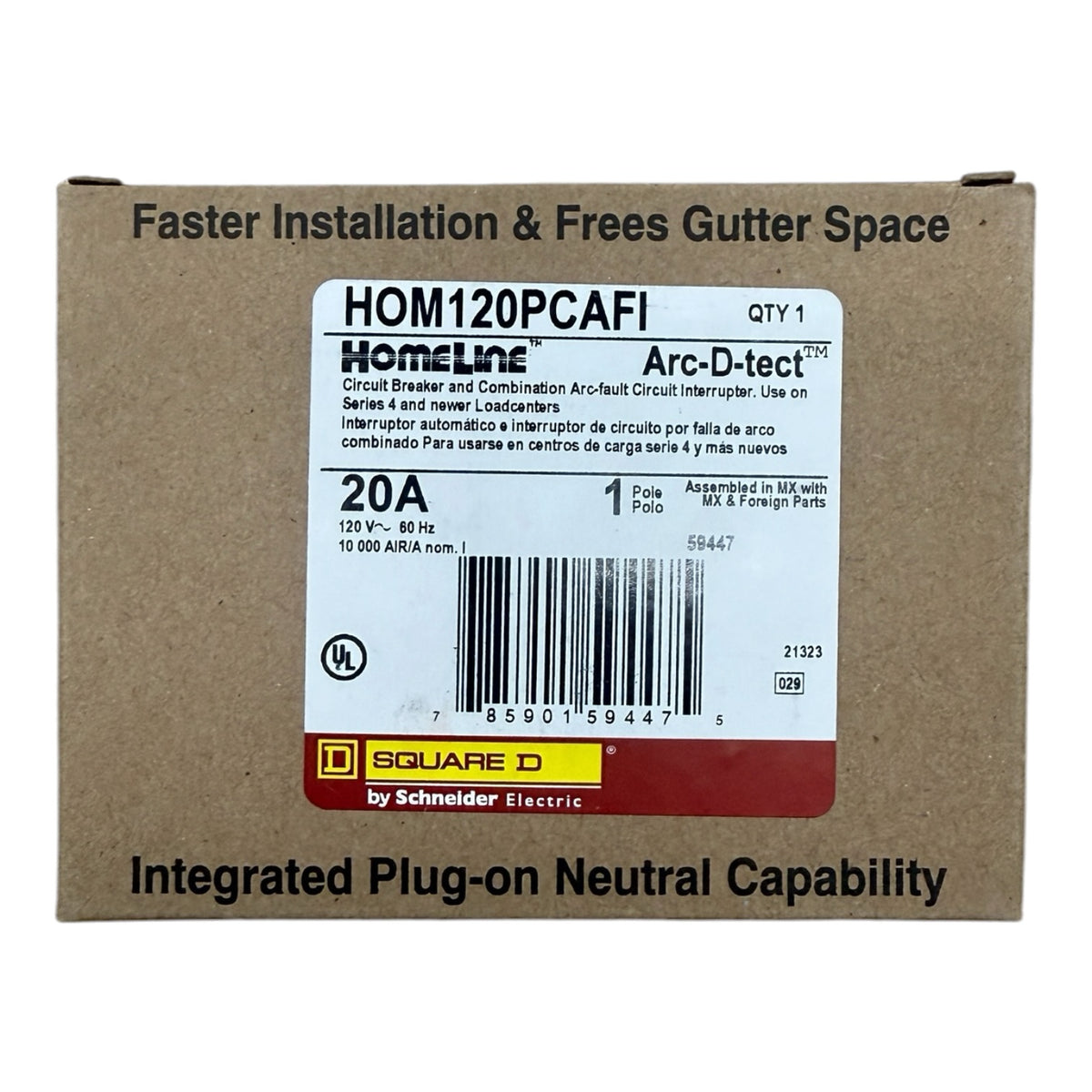 Square D Homeline HOM120PCAFIC 20 Amp Single-Pole 120V AFCI Circuit Breaker