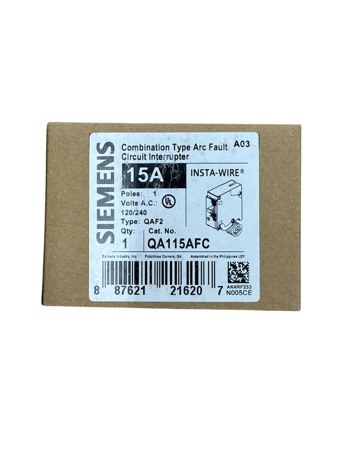 Siemens QA115AFC 15 Amp Single-Pole 120V AFCI Circuit Breaker (10 Pack)