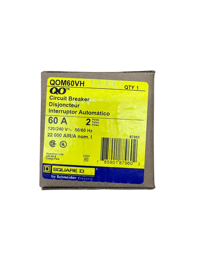 Square D, QOM60VH, QO, 60A, 2 pole, 120/240VAC, 22kA, bolt on