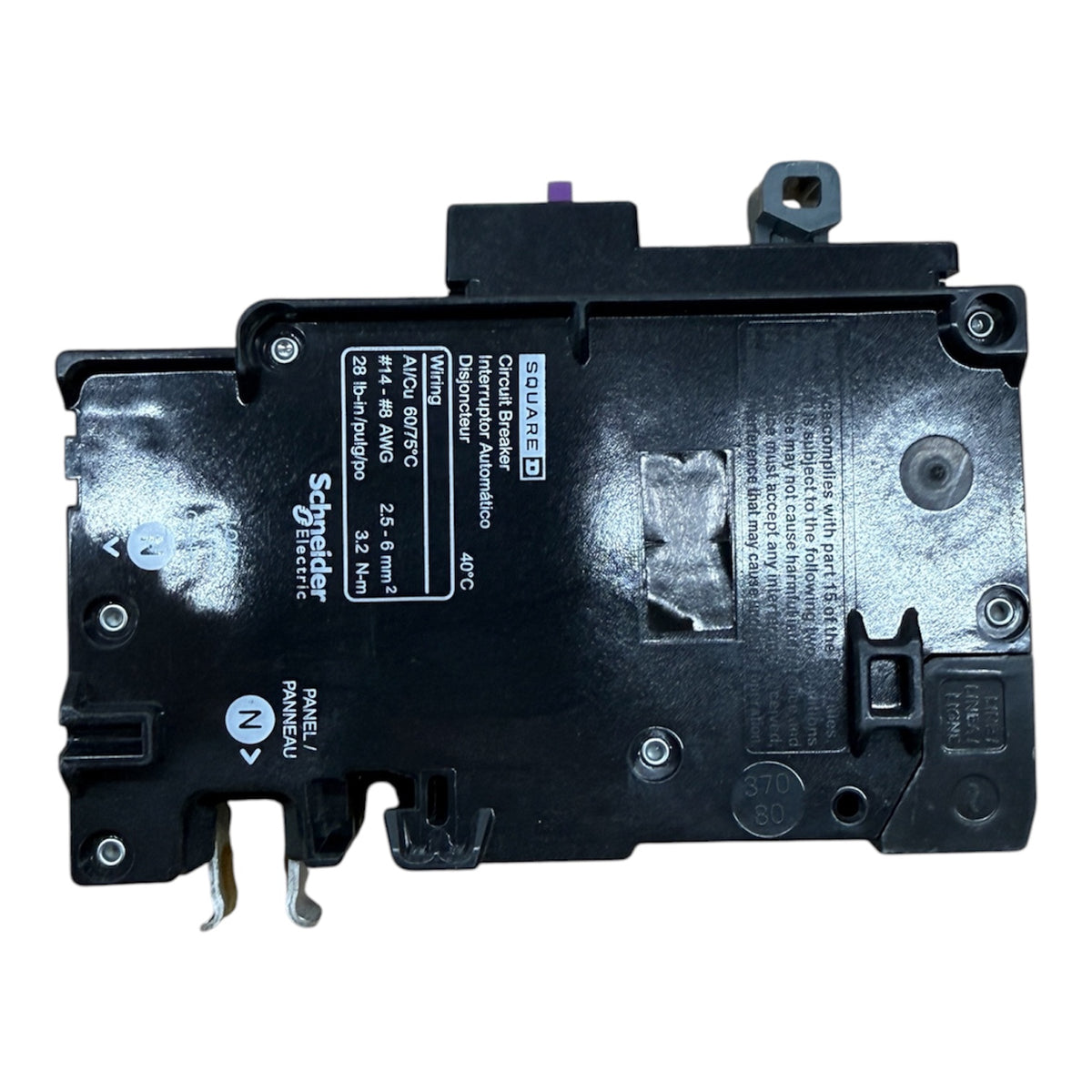Square D Homeline HOM120PAFGF 20A Single-Pole Dual-Function AFCI/GFCI Plug-On Neutral Circuit Breaker
