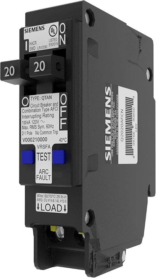 Siemens QP Q2020AFCN 20A Single-Pole 120/240V Circuit Breaker