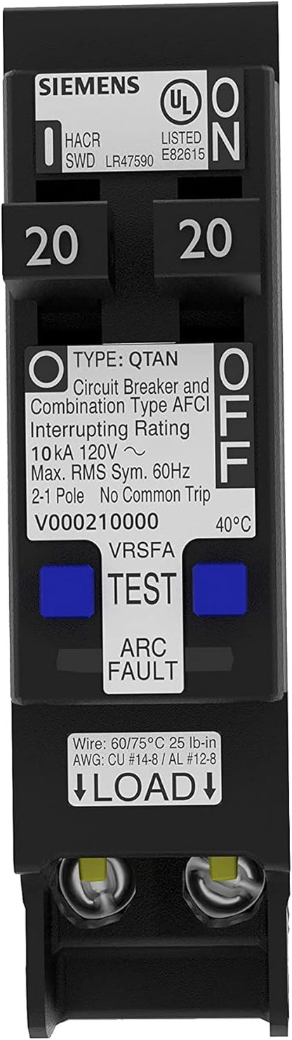 Siemens QP Q2020AFCN 20A Single-Pole 120/240V Circuit Breaker