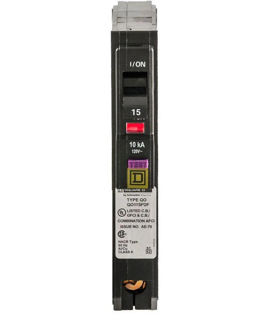 Square D QO QO115PAFGF 15 Amp Single-Pole 120V Dual-Function AFCI/GFCI Circuit Breaker