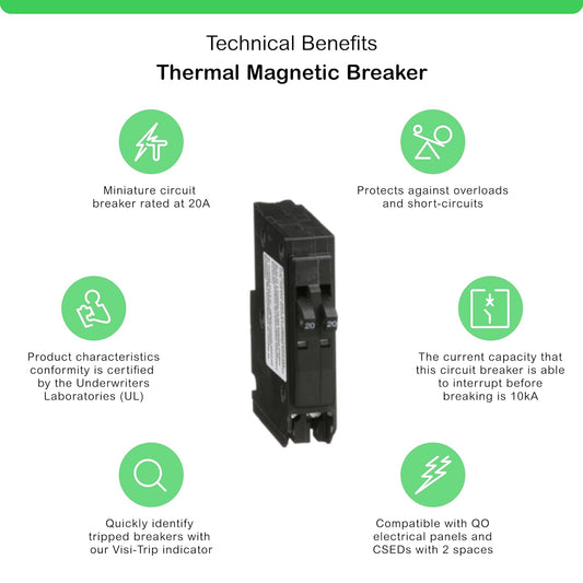 Square D QO QO2020C 20 Amp Double-Pole 120/240V Circuit Breaker