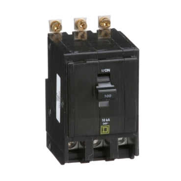 SQUARE D, QOB3100 Circuit Breaker, 100A, 3-Pole, 240 Vac, 3-Phase, Bolt-On