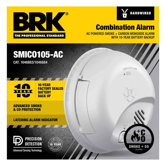 BRK SMICO105-AC Hardwired Smoke and Carbon Monoxide Alarm with Battery Backup
