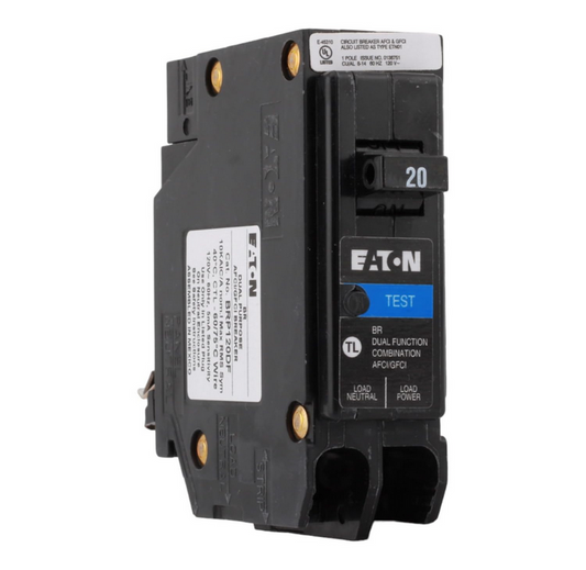 Eaton BR BRP120DF 20A Single-Pole 120V Dual Function AFCI/GFCI Circuit Breaker