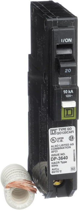Square D QO QO120CAFI 20A Single-Pole 120V AFCI Circuit Breaker