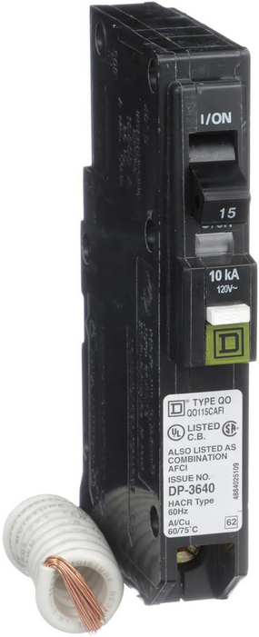 Square D QO QO115CAFI 15A Single-Pole 120V AFCI Circuit Breaker
