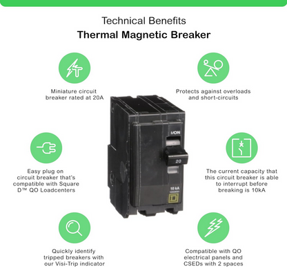 Square D QO QO220 20A Double-Pole 120/240V Circuit Breaker