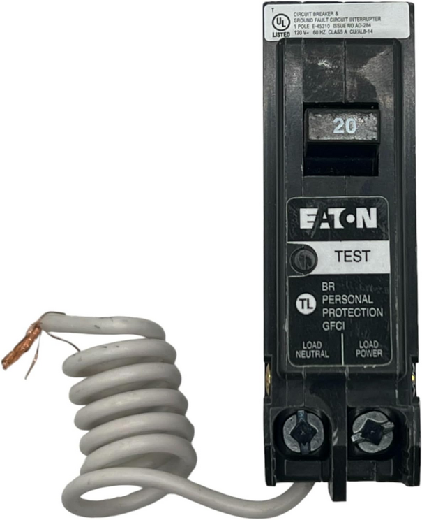 Eaton BRN BRN120GF 20A Single-Pole 120V GFCI Circuit Breaker