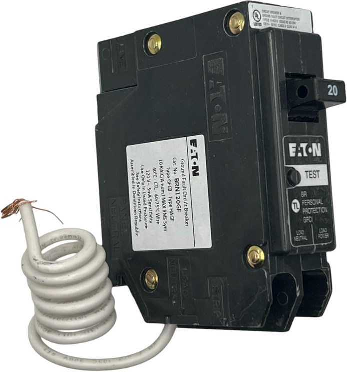 Eaton BRN BRN120GF 20A Single-Pole 120V GFCI Circuit Breaker