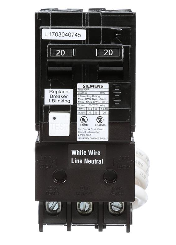 Siemens QF QF220A 20A Double-Pole 120/240V GFCI Circuit Breaker
