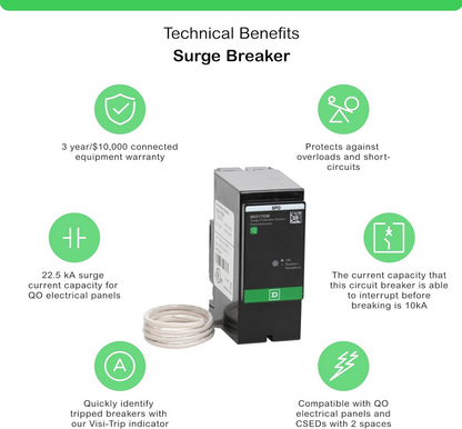 Square D QO QO2175SB 25kA SurgeBreaker Surge Protection Device 120/240V 1-Phase 3-Wire