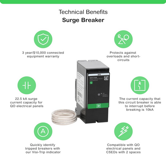 Square D QO QO2175SB 25kA SurgeBreaker Surge Protection Device 120/240V 1-Phase 3-Wire