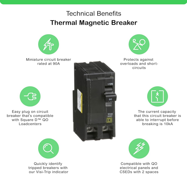 Square D QO QO290CP 90A 2-Pole Circuit Breaker