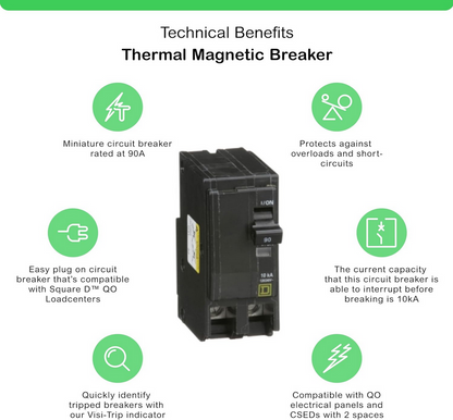 Square D QO QO290CP 90A 2-Pole Circuit Breaker