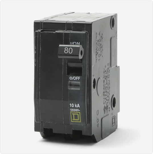 Square D, QO280, CIRCUIT BREAKER, THERMAL MAGNETIC, 2P, 80A