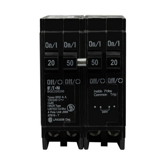 Eaton BR BQC220250 Quad 20/50A Double-Pole 120/240V Circuit Breaker