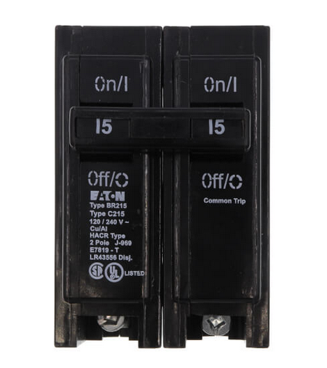 Eaton BR BR215 15A Double-Pole 120/240V Circuit Breaker