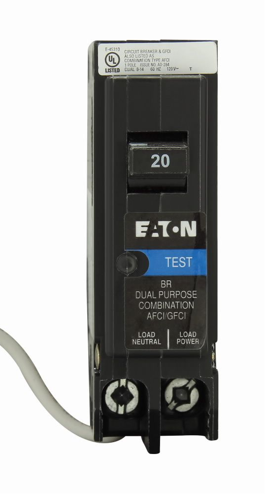 Eaton BR BRN120DF 20A Single-Pole 120V Dual-Function AFCI/GFCI Circuit Breaker