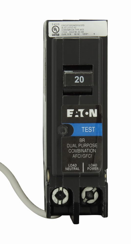Eaton BR BRN120DF 20A Single-Pole 120V Dual-Function AFCI/GFCI Circuit Breaker