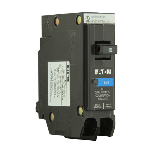 Eaton BR BRP115DF 15A Single-Pole 120V Dual-Function AFCI/GFCI Circuit Breaker