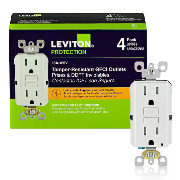 Leviton GFTR1-4W Tamper-Resistant GFCI Outlets