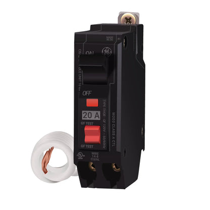 GE , THQB1120GFT - 20 Amp GFCI Circuit Breaker, Bolt-On - 20 Amp - 1 Pole - 120 Volt