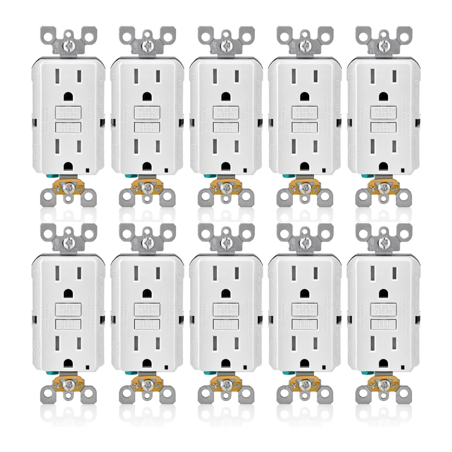 Leviton, GFTR1-W, 15A,  Self-Test SmartlockPro Slim GFCI, (10 Pack)