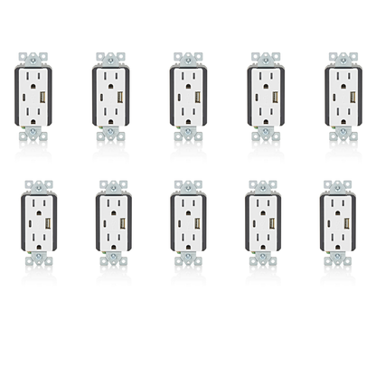 Leviton, T5638-W, 18W, 15A Tamper-Resistant Outlet, White (10 Pack)
