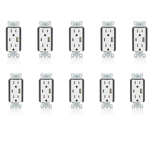 Leviton, T5638-W, 18W, 15A Tamper-Resistant Outlet, White (10 Pack)