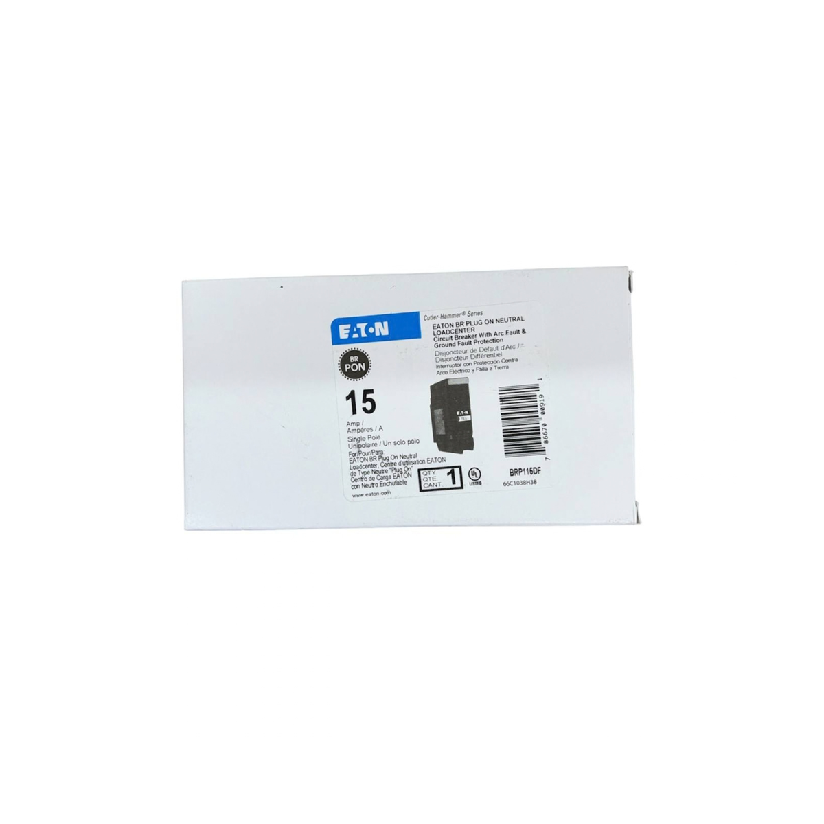 Eaton BR BRP115DF 15 Amp Single-Pole 120V Dual-Function AFCI/GFCI Circuit Breaker