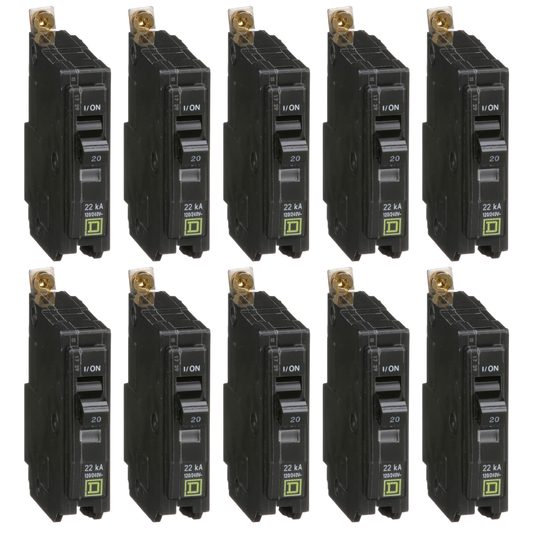 Square D QOB QOB120VH 20A Single-Pole 120V Bolt-On Circuit Breaker (10 Pack)