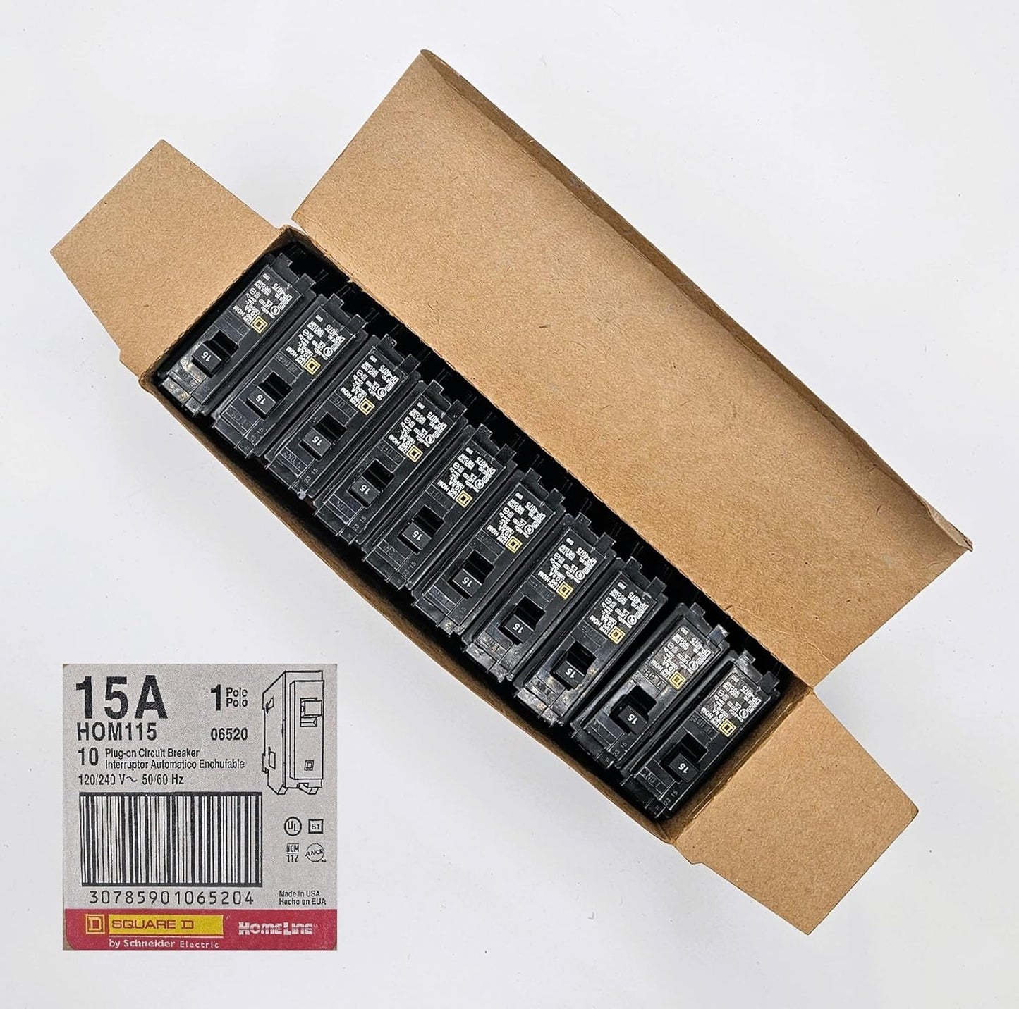 Square D Homeline HOM115 15A Single-Pole 120V Circuit Breaker