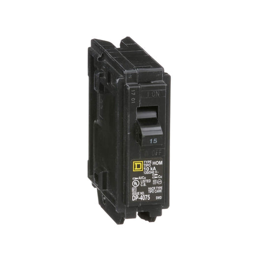 Square D Homeline HOM115 15A Single-Pole 120V Circuit Breaker