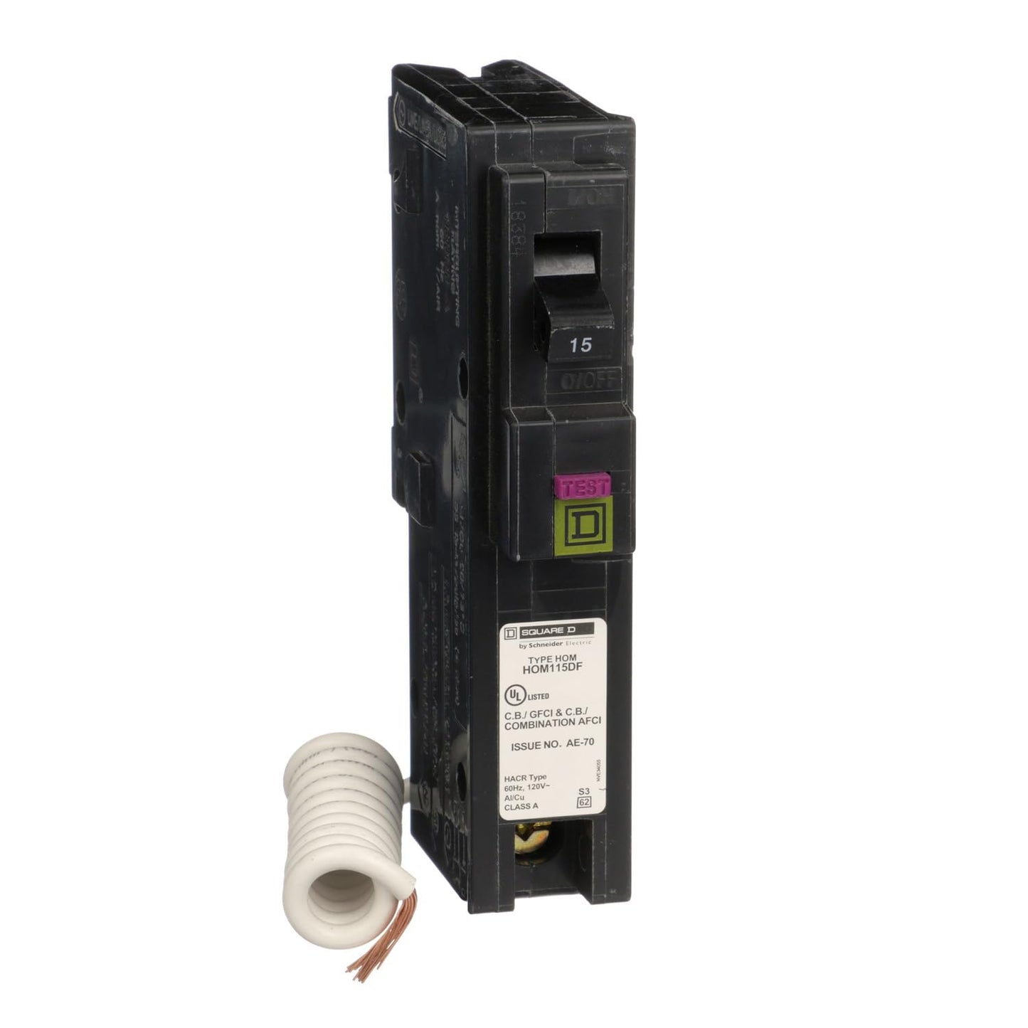 Square D Homeline HOM115DFC 15A Single-Pole 120V Dual-Function AFCI/GFCI Circuit Breaker