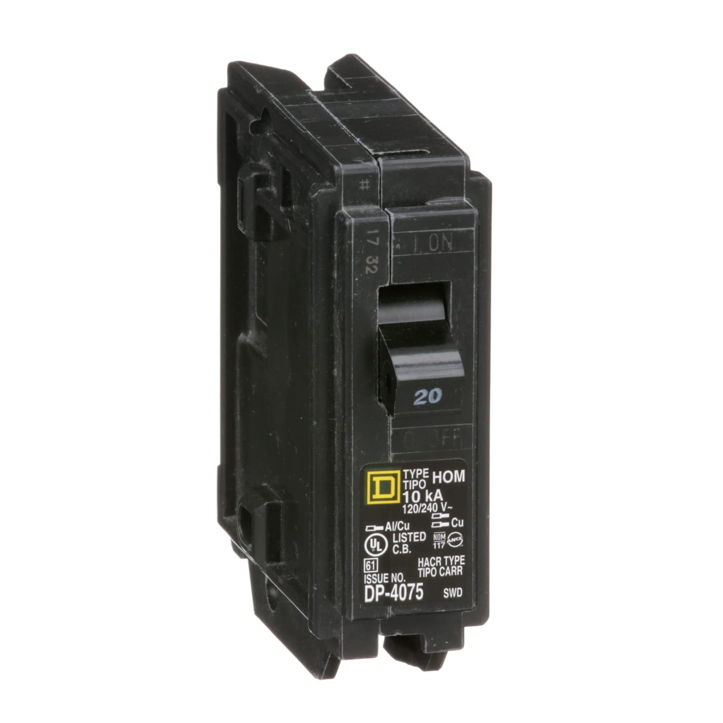 Square D Homeline HOM120 20A Single-Pole 120V Circuit Breaker