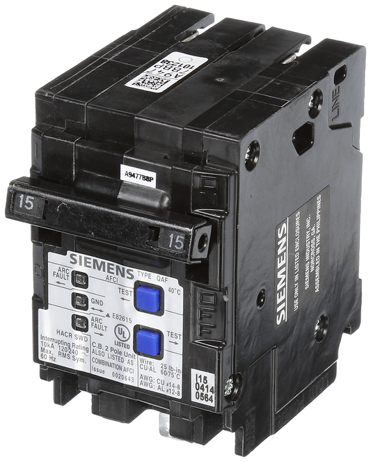 Siemens QP Q215AFC 15A Double-Pole 120/240V Circuit Breaker