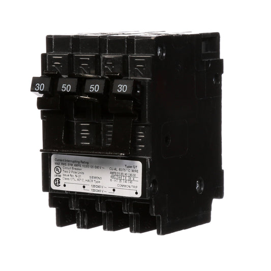 Siemens Q23050CT2 One 30-Amp One 50-Amp Double Pole Circuit Breaker
